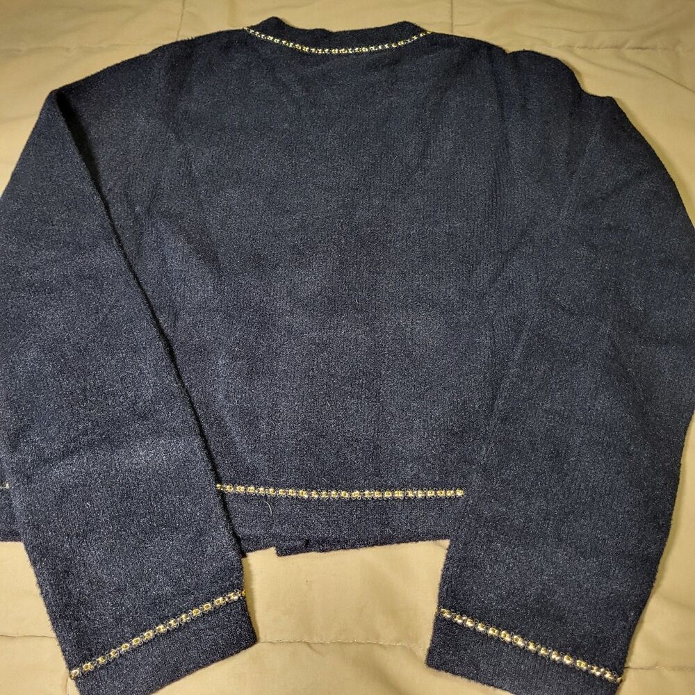 Urban Revivo Cardigan NWT Gold Button Trim Tweed Style Boucle Knit Jacket S/M - Picture 6 of 7